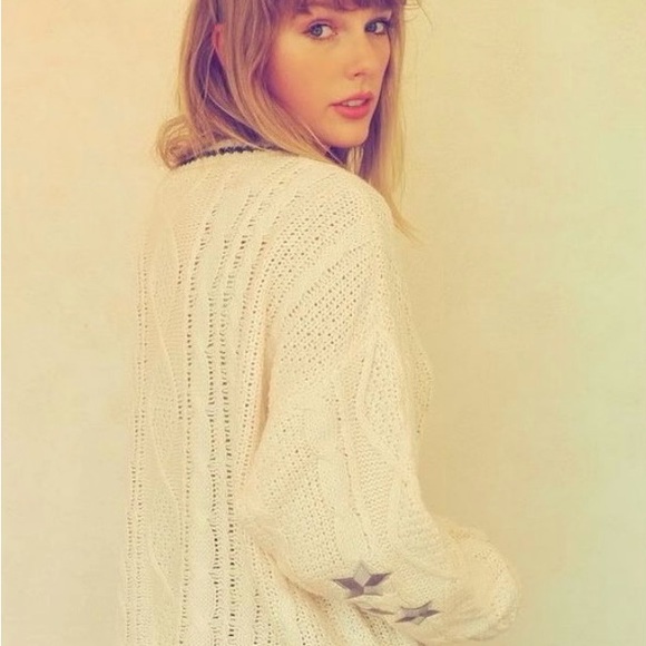 Taylor Swift Cream Folklore Cardigan with Star Details - Picture 2 of 16